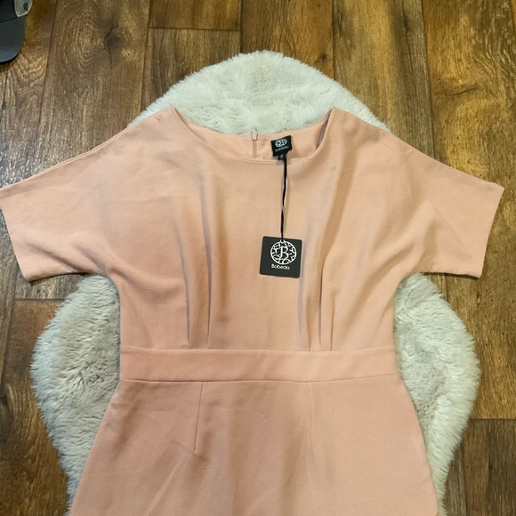 Bobeau Dress Women's M Peach Scoop‎ Neck Short Sleeve Career Knee Length - Picture 3 of 9